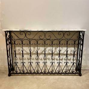 A French Wrought Iron Marble Topped Console